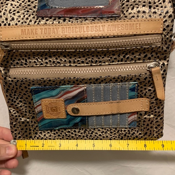 Consuela Wesley Uptown Crossbody Metallic Gold and Black Wristlet EUC - Picture 7 of 13